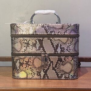 IMOSHION Double Zip Snake Skin Pattern Hard Train Accessory Case
